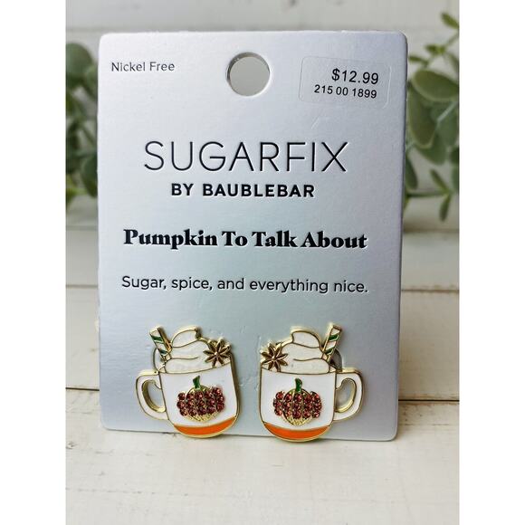 Sugarfix Baublebar Pumpkin To Talk About Spice Coffee Stud Earrings - Picture 2 of 5